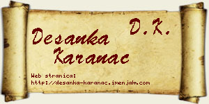 Desanka Karanac vizit kartica